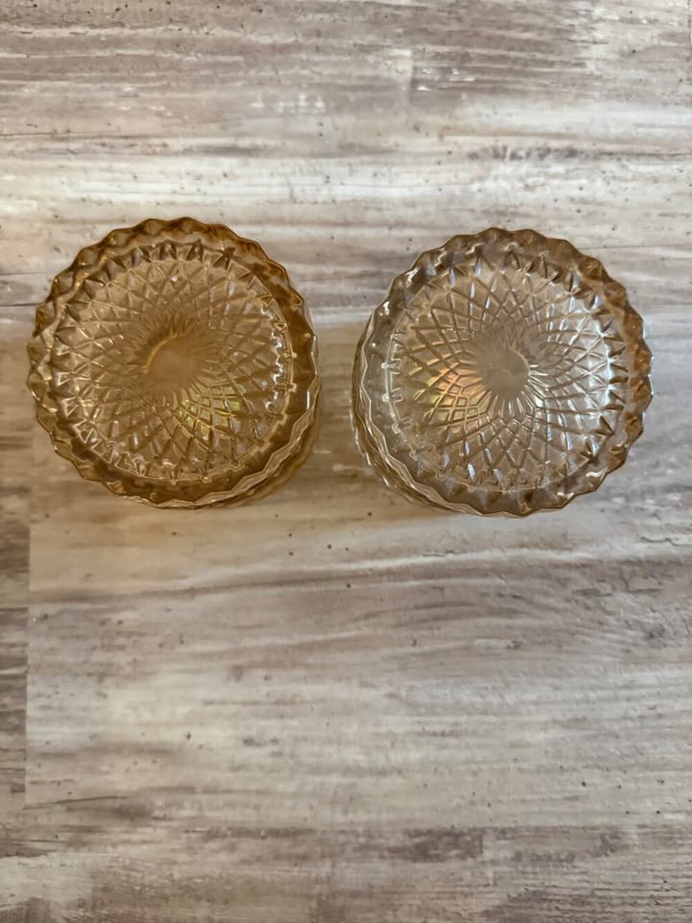 Pale pink Glass Votive Holders / Dishes Set